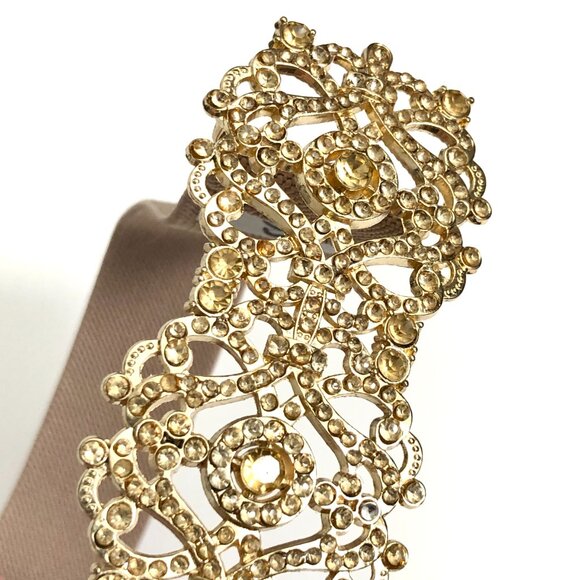 BCBGMaxAzria Metal Gold Diamond Front Elastic Waist Belt Stone LT Peach. - Picture 2 of 5
